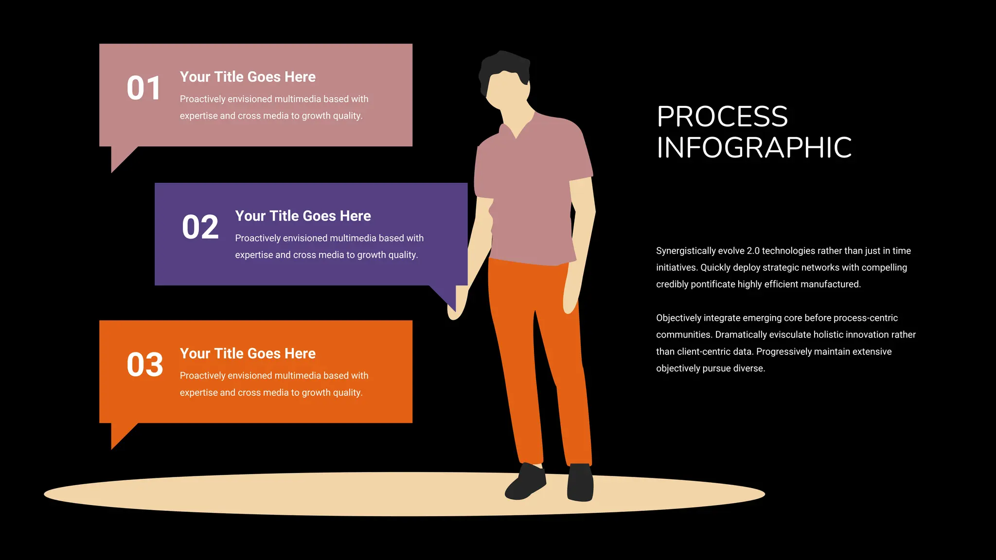Your Title Goes Here
Proactively envisioned multimedia based with
expertise and cross media to growth quality.
01
Your Title Goes Here
Proactively envisioned multimedia based with
expertise and cross media to growth quality.
02
Your Title Goes Here
Proactively envisioned multimedia based with
expertise and cross media to growth quality.
03
Synergistically evolve 2.0 technologies rather than just in time
initiatives. Quickly deploy strategic networks with compelling
credibly pontificate highly efficient manufactured.
Objectively integrate emerging core before process-centric
communities. Dramatically evisculate holistic innovation rather
than client-centric data. Progressively maintain extensive
objectively pursue diverse.
PROCESS
INFOGRAPHIC
 
