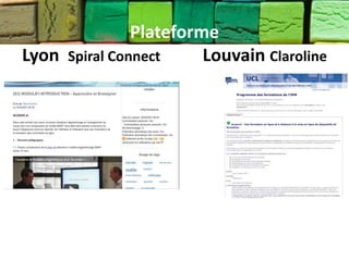Plateforme
Lyon Spiral Connect     Louvain Claroline
 