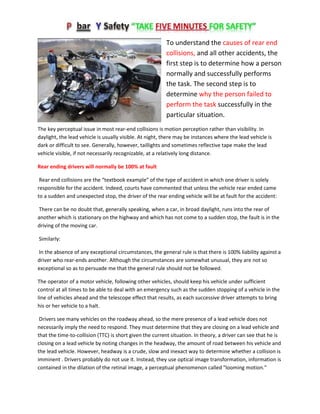 To understand the causes of rear end collisions | PDF