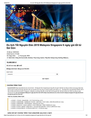 Du lịch Tết Nguyên Đán 2019 Malaysia Singapore 6 ngày giá tốt từ Sài Gòn