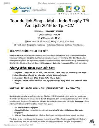 Tour du lịch Sing – Mal – Indo 6 ngày Tết Âm Lịch 2019 từ Tp.HCM