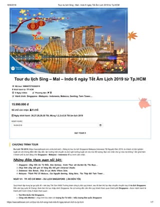 Tour du lịch Sing – Mal – Indo 6 ngày Tết Âm Lịch 2019 từ Tp.HCM