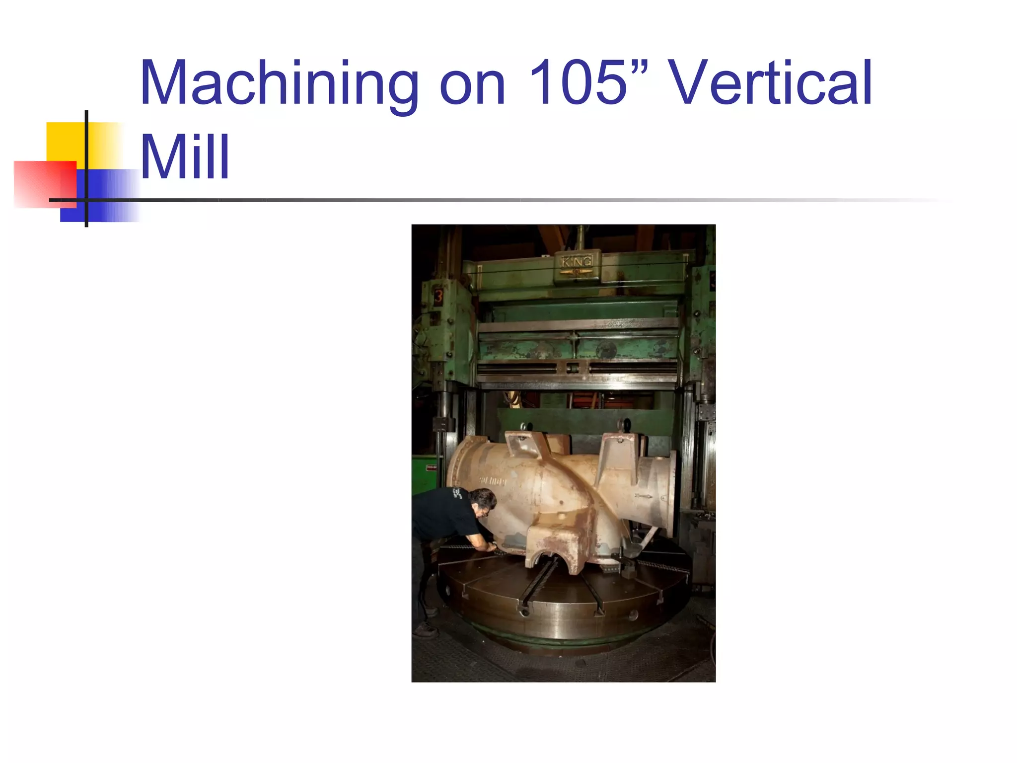 Machining on 105” Vertical
Mill
 