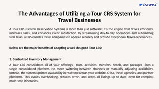 Tour CRS System | Tour Reservation System | Tour CRM | PPTX