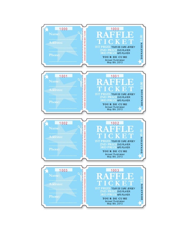 Tour De Cure Raffle Prize Tickets
