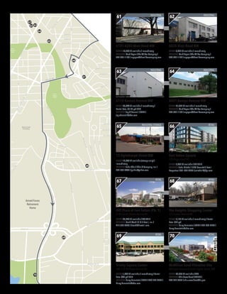 Rock Creek
Cemetery
Fort
Slocum
Park
Fort
Totten
Park
cMillan
eservoir
NEW
HAMPSHIREAVE
4THST
3RDST
ROCKCREEK
CHURCH
RD
RHODE ISLAND AVE
NORTHCAPITOLST
MICHIGAN
AVE
RIGGS RD
SO
UTH
D
AKO
TA
AVE
13THST
SARGENTRD
FRANKLIN ST
TAYLOR ST
MONROE ST
BLAIRRD
EASTERN
AVE
4THST
18THST
17THST
16THST
15THST
T
QUEENSCHAPEL
R
D
2NDST
1STST
3RDST
NORTHCAPITOLST
SHERIDAN ST
CHILLUM
PL
SLIGO
M
ILLRD
ONEIDA ST
NICHO
LSO
N
ST
OGLETHORPE ST
CHILLUM
PL
KENNEDY ST
HAMILTON ST
GALLOWAY ST
JEFFERSON PL
FORT
TOTTENDR
BROOKLANDAVE
BUCHANAN ST
CRITTENDEN ST
DECATUR ST
7THST
6THPL
12THST
PUERTORICOAVE
10THST
8THST
7THST
22NDST
BRYANT ST
24THST
20THST
GIRARD ST
9THST
HAMLIN ST
IRVING ST
LAWRENCE ST
OTIS ST
14THST
BUNKER HILL RD
19THST
WEBSTER ST
VARNUM ST
HAWAII AVE
1STST
2NDST
HAREWOODRD
M
O
N
TAN
A
AVE
EVARTS ST
NEWTON ST
13THST
FRANKLIN ST
GALLATIN ST
14THST
KANSASAVE
PEABODY ST
M
ICHIGAN AVE
IRVING ST
24THST
6362
61
64
65
66
67
69
70
68
6035 Blair Road NW
SPECS 6,459 SF available / Immediately
CONTACT Mark Payne / The Wilkes Company /
202-882-1100 / mpayne@thewilkescompany.com
INDUSTRIAL
62
6101-6203 Blair Road NW
SPECS 16,500 SF available / Immediately
CONTACT Mark Payne / The Wilkes Company /
202-882-1100 / mpayne@thewilkescompany.com
INDUSTRIAL
61
6031 Kansas Avenue NW
SPECS 72,000 SF available / Immediately
CONTACT Mark Payne / The Wilkes Company /
202-882-1100 / mpayne@thewilkescompany.com
INDUSTRIAL
64
6110 Kansas Avenue NW
SPECS 38,844 SF available / Immediately /
Rental Rate: $7.95 psf NNN
CONTACT Jay O’Donnell / CBRE /
jay.odonnell@cbre.com
INDUSTRIAL
63
Fort Totten Square
320 Riggs Road NE
SPECS 5,469 SF available / 3Q 2014
CONTACT John Mitchell / JBG Rosenfeld Retail
Properties / 301-657-0700 / jmitchell@jbgr.com
RETAIL
66
15 Oglethorpe Street NW
SPECS 12,000 SF available (storage only) /
Immediately
CONTACT John Uhar / Uhar & Company, Inc. /
202-965-3400 / jguhar@yahoo.com
INDUSTRIALSTORAGE
65
The Heights Shopping Center
333 Hawaii Avenue NE
SPECS 2,177 SF available / Immediately / Rental
Rate: $29 psf
CONTACT Harry Dematatis / CBRE / 202-783-8200 /
Harry.Dematatis@cbre.com
RETAIL
68
ART Place at Fort Totten (Ph. 1)
5180 South Dakota Avenue NE
SPECS 97,920 SF available / 4Q 2016	
CONTACT David Ward / H & R Retail, Inc. /
410-308-0800 / dward@hrretail.com
RETAIL
67
McMillan Sand Filtration Site
Michigan Avenue & North Capitol Street, NW
SPECS 80,000 SF available / TBD
CONTACT Shiv Newaldass/ DMPED /
202-727-6365 / shiv.newaldass@dc.gov
RETAIL
70
Trinity Square Center
200-216 Michigan Avenue NE
SPECS 1,602 SF available / Immediately / Rental
Rate: $45 psf NNN	
CONTACT Harry Dematatis / CBRE / 202-783-8200 /
Harry.Dematatis@cbre.com
RETAIL
69
Armed Forces
Retirement
Home
 