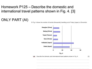 Homework P125 – Describe the domestic and
international travel patterns shown in Fig. 4. [3]
ONLY PART (AI)
 