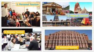1. Personal Tourism
2. Pilgrim Tourism
3. Business Tourism
4. Historical Tourism
 