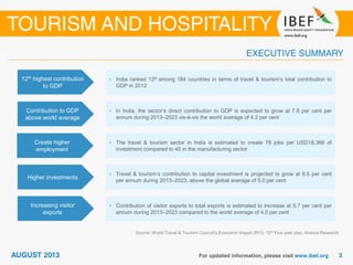India : Tourism and hospitality Sector Report_August 2013 | PPT