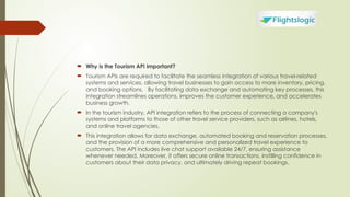 Integration Tour Operators Tourism API | Tour Operator API Integration | PPTX