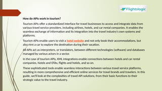 Tourism API | Tour Operator API Integration | PPTX