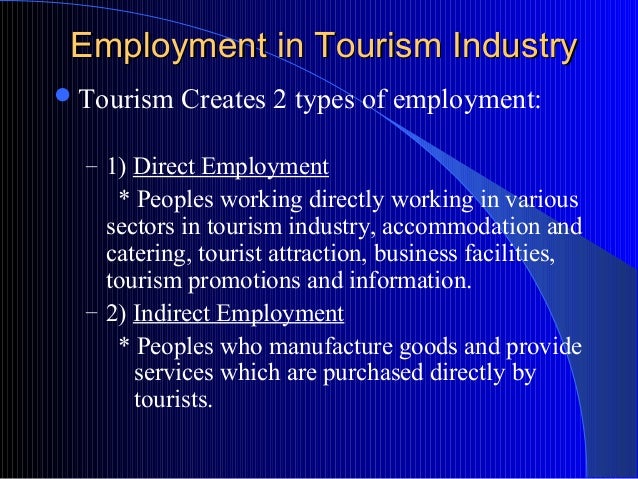 indirect employment in tourism examples