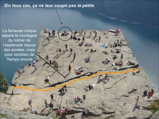 En tous cas, ça ne leur coupe pas la pétite! La fameuse craque sépare la montagne du rocher de l’esplanade depuis des années, mais pour combien de temps encore?