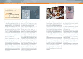 | CHALLENGES – CONSULTING APPROACHES – PRACTICAL EXAMPLES – TOOLS AREA OF ACTIVITY: SUSTAINABLE ECONOMIC DEVELOPMENT & INCLUSIVE EMPLOYMENT PROMOTION | 
38 39 
METHODOLOGICAL APPROACHES AND TOOLS 
To implement specific activities to promote value creation 
through tourism on Bohol, it was first necessary to collect 
and analyse information on the general situation of tourism 
and the existing tourism value chains on the island. 
To this end, comprehensive and detailed surveys on the 
tourist attractions and the existing tourism service pro-viders 
were conducted, supplemented by interviews with 
270 tourists. 
During the research it was found that there was a fair 
amount of data and survey results already available in the 
destinations, but that these data and results were incomplete 
and had not been processed in a way that would allow for 
easy comparison. For this reason, BMZ commissioned GIZ to 
work with a local university to develop a consistent digital 
system for efficient and cost-effective data collection and 
inventory, which involves tablet computers, GPS and an 
Open Development Kit (ODK) software. This system was used 
to collect basic data needed to assess the economic effects 
of existing value chains, and to take photographs of tourism 
companies and attractions, which were then placed and dis-played 
in digital maps. 
One strategy to accelerate value creation through tourism 
was to make specific efforts to promote closer cooperation 
and integration between the hotel sector and small and 
medium local enterprises which supply the hotels with 
the goods and services needed for value creation. The dig-ital 
system described above was used for the systematic 
collection and analysis of data on the supply side to obtain 
information about the range of goods and services as well 
as about the existing value chains. An analysis was also 
conducted on the demand side (i. e. the hotel sector), which 
involved face-to-face interviews on willingness to cooperate 
and interest in local goods and services. 
PROMOTION OF SUSTAINABLE TOURISM 
VALUE CHAINS ON BOHOL ISLAND 
COUNTRY: Philippines 
PROJECT TITLE: “Promotion of the Private Sector” pro-gramme 
(2003–2012) 
PARTNERS: Department of Trade and Industry (DTI), 
Department of Tourism (DOT) 
INFORMATION: www.giz.de/en/worldwide/18299.html 
BACKGROUND AND OBJECTIVES 
Over 99 % of all businesses in the Philippines are micro-, small 
or medium enterprises (MSMEs). Taken together, these enter-prises 
play a crucial role in the economic development of the 
Philippines, and especially for that of the rural regions. The 
wide range of employment opportunities created by MSMEs 
offers a significant poverty reduction potential. However, the 
unfavourable business and investment climate in the country 
has had an adverse effect on their growth and competitiveness. 
The businesses have to comply with a host of laws and regu-lations 
and are constrained in their development, not least of 
all by the lack of coordinated, demand-oriented government 
services and funding opportunities. As part of the “Private 
Sector Promotion” programme, the German development 
cooperation worked with its national, regional and local part-ners 
to remove these obstacles through the use of previously 
untapped potential, aiming to strengthen the backbone of the 
national economy of the Philippines. 
The objective of the programme was to win the support of 
local authorities, MSMEs and industry associations for the 
implementation of value creation strategies that would make 
it easier for businesses in the prioritized economic sectors to 
access the market and to distribute the profits to the various 
elements of the value chain in a more equitable way. 
One of the prioritized economic sectors within the programme 
was tourism. On Bohol Island, various activities were imple-mented 
to make the horizontal and vertical tourism value 
chains more sustainable. One approach was to enhance the 
environmental management of tourism companies and sup-pliers, 
and another to improve the development of the local 
and regional potential in order to maximize tourism value cre-ation 
in the destinations. The following description focuses on 
the second approach. 
Based on the analysis results, a number of activities were ini-tiated 
to strengthen the tourism value chains on Bohol and 
to increase local value creation: 
• The Department of Trade and Tourism (DTI) was provided 
with a comprehensive set of basic data (including a digital 
map) on local suppliers and providers which can provide 
goods, agricultural products, food and services that are of 
interest to the hotel sector. 
• A special event was hosted, which involved a ‘speed dating’ 
session for purchasing managers of interested hotels and 
resorts and local MSMEs. Even during the event, partici-pants 
were spontaneously closing deals with a combined 
sales volume of several thousand US dollars. 
• DTI uses the annual Sandugo Festival on Bohol to estab-lish 
a trade fair to give local manufacturers the opportu-nity 
to present hand-made high-quality products that are 
suitable for sale to tourists. 
• With the support of DTI, a permanent showroom was 
opened in Cebu City, the capital city of Cebu, a neigh-bouring 
island of Bohol, which exhibits a large number of 
unique locally manufactured high-quality decorative and 
household items that are of interest to the hotel sector as 
well as to tourists. 
• It was also recommended that DTI develops a sales cata-logue 
of local goods to support the MSMEs in the sale of 
their products and to develop new sales channels. 
RESULTS AND EFFECTS 
The analysis of the supply side showed that there are a large 
number of local MSMEs on Bohol that produce high-quality 
goods (made from natural materials), such as manufac-turers 
of furniture, decorative items (lampshades, vases) and 
everyday consumer goods (handbags, wallets, towels). All 
these businesses have in common that very few of them have 
business relationships with the local hotel industry, and 
that most of their goods are exported or sold to local con-sumers. 
Given the high quality of the goods, there are plenty 
of opportunities to integrate local MSMEs more closely into 
the tourism value chain. Several businesses expressed their 
willingness to consider local manufacturers more seriously 
in the future, such as when new furniture will be needed or 
public areas of the hotels need to be redecorated. 
The mini-marts and souvenir shops that can be found in 
many hotels would also provide good sales options for local 
MSMEs. 
However, bringing the hotel sector and agricultural and food 
producers together is more difficult. In this area, the hotels 
prefer working with wholesalers, which are best equipped 
in terms of ability to deliver the requested volume of goods, 
proper storage, quality, price, flexibility, and logistics and 
transport. Direct cooperation with small-scale producers 
and manufacturers would only be a realistic option for the 
hotel sector in a small number of cases and would require 
careful and detailed preparation of the producers. 
Several businesses have already established relationships 
with local service providers, most notably in the areas of 
security, gardening, laundry, guest transportation and 
skilled-trade services. Many hotels also work with local 
tourism agencies, which offer excursion programmes for the 
hotel guests. 
 