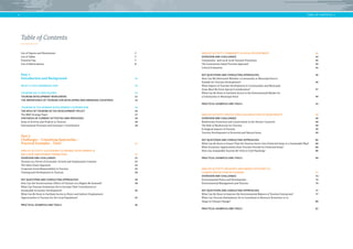 4 
Table of Contents 
List of Figures and Illustrations 7 
List of Tables 7 
Practical Tips 7 
List of Abbreviations 8 
Part 1: 
Introduction and Background 10 
WHAT IS THIS HANDBOOK FOR? 10 
TOURISM FACTS AND FIGURES 12 
TOURISM DEVELOPMENT WORLDWIDE 12 
THE IMPORTANCE OF TOURISM FOR DEVELOPING AND EMERGING COUNTRIES 14 
TOURISM IN THE GERMAN DEVELOPMENT COOPERATION 16 
THE ROLE OF TOURISM IN THE DEVELOPMENT POLICY 16 
The BMZ Strategy Paper 17 
SYNTHESIS OF CURRENT ACTIVITIES AND PROCESSES 18 
Areas of Activity and Projects in Tourism 18 
International Processes and Germany´s Contribution 18 
Part 2: 
Challenges – Consulting Approaches – 
Practical Examples – Tools 21 
AREA OF ACTIVITY: SUSTAINABLE ECONOMIC DEVELOPMENT & 
INCLUSIVE EMPLOYMENT PROMOTION 22 
OVERVIEW AND CHALLENGES 22 
Tourism as a Driver of Economic Growth and Employment Creation 22 
The Value Chain Approach 24 
Corporate Social Responsibility in Tourism 25 
Training and Development in Tourism 28 
KEY QUESTIONS AND CONSULTING APPROACHES 28 
How Can the Socioeconomic Effects of Tourism on a Region Be Assessed? 28 
What Can Tourism Enterprises Do to Increase Their Contribution to 
Sustainable Economic Development? 30 
What Can Be Done to Facilitate Access to Direct and Indirect Employment 
Opportunities in Tourism for the Local Population? 35 
PRACTICAL EXAMPLES AND TOOLS 36 
5 
TABLE OF CONTENTS 
AREA OF ACTIVITY: COMMUNITY & LOCAL DEVELOPMENT 44 
OVERVIEW AND CHALLENGES 44 
Community- and Local-Level Tourism Promotion 44 
The Community-based Tourism Approach 44 
Critical Evaluation 44 
KEY QUESTIONS AND CONSULTING APPROACHES 46 
How Can We Determine Whether a Community or Municipal Area Is 
Suitable for Tourism Development? 46 
What Aspects of Tourism Development in Communities and Municipal 
Areas Must Be Given Special Consideration? 47 
What Can Be Done to Facilitate Access to the (International) Market for 
a Community or Municipal Area? 49 
PRACTICAL EXAMPLES AND TOOLS 54 
AREA OF ACTIVITY: PROTECTION & VALORIZATION OF BIODIVERSITY 58 
OVERVIEW AND CHALLENGES 58 
Biodiversity Protection and Conservation in the Partner Countries 58 
The Role of Biodiversity for Tourism 58 
Ecological Impacts of Tourism 59 
Tourism Development in Protected and Natural Areas 59 
KEY QUESTIONS AND CONSULTING APPROACHES 60 
What Can Be Done to Ensure That the Tourism Sector Uses Protected Areas in a Sustainable Way? 60 
What Economic Opportunities Does Tourism Provide for Protected Areas? 60 
How Can Sustainable Tourism Be Used to Curb Poaching? 66 
PRACTICAL EXAMPLES AND TOOLS 69 
AREA OF ACTIVITY: RESOURCE AND ENERGY EFFICIENCY & 
CLIMATE PROTECTION IN TOURISM 73 
OVERVIEW AND CHALLENGES 73 
Environmental Policy and Development 74 
Environmental Management and Tourism 74 
KEY QUESTIONS AND CONSULTING APPROACHES 77 
What Can Be Done to Improve the Environmental Balance of Tourism Enterprises? 77 
What Can Tourism Destinations Do to Contribute to Resource Protection or to 
Adapt to Climate Change? 80 
PRACTICAL EXAMPLES AND TOOLS 82 
 