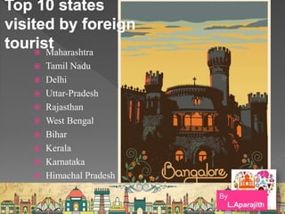  Maharashtra
 Tamil Nadu
 Delhi
 Uttar-Pradesh
 Rajasthan
 West Bengal
 Bihar
 Kerala
 Karnataka
 Himachal Pradesh
By
L.Aparajith
 