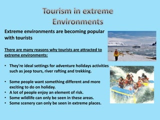 Strategies are needed to cope with the impact of touristsTourists cause traffic congestion, erode footpaths and drop litter!Coping with the extra trafficPublic transport in the area is being improved so people leave their cars at home.There are campaigns to encourage people to use the new services.Coping with the erosion of footpathsSolutions include encouraging visitors to use less vulnerable areas and instead changing the line of paths and using more hard wearing material for paths.Protecting wildlife and farmlandThere are signs to remind visitors to take their litter home and covered bins are provided at popular sites.There have been campaigns to encourage visitors to enjoy the countryside responsibly.