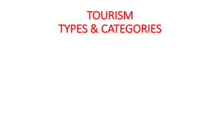 TOURISM
TYPES & CATEGORIES
 