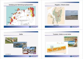 Verteilung der Beherbergungskapazitäten

Mogador / Khemis Sahel

Eigener Entwurf

Saïdia

www.fadesa.ma

Tunesien: Weiter so wie bisher

 
