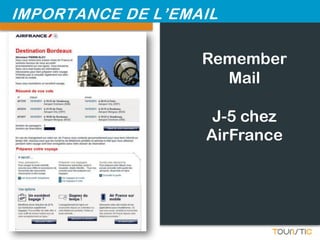 IMPORTANCE DE L’EMAIL

                   Remember
                     Mail

                    J-5 chez
                   AirFrance
 