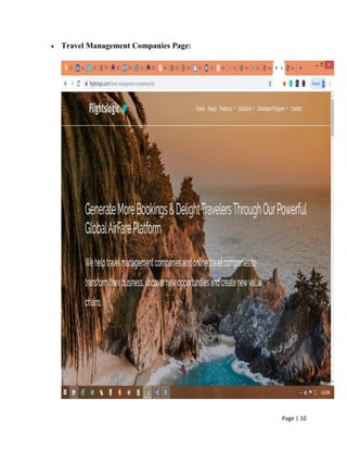 Page | 10
 Travel Management Companies Page:
 