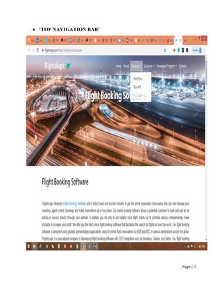 Page | 7
 ‘TOP NAVIGATION BAR’
 