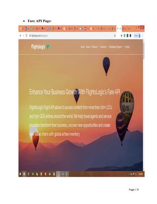 Page | 9
 Fare API Page:
 