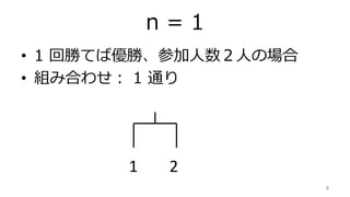 n = 1
? 1 ؄٤ƤЃ١μˤΈ
? MߺϤ碌 1 ͨ
8
1 2
 