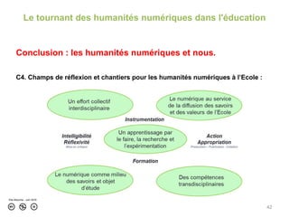 42
Conclusion : les humanités numériques et nous.
C4. Champs de réflexion et chantiers pour les humanités numériques à l’E...
