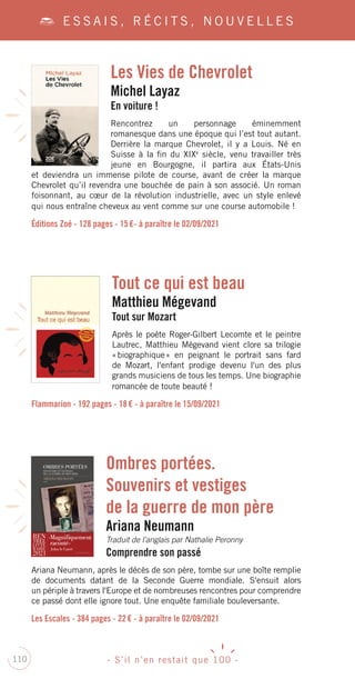 Guide Rentrée Littéraire 2021 - Top 100 - Librairie Martelle
