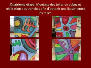 Quatrième étape: Montage des toiles en cubes et
réalisation des tranches afin d’obtenir une liaison entre
                       les toiles.
 