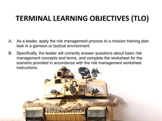 Terminal Learning Objective Examples Army Tour of duty - risk management | PDF