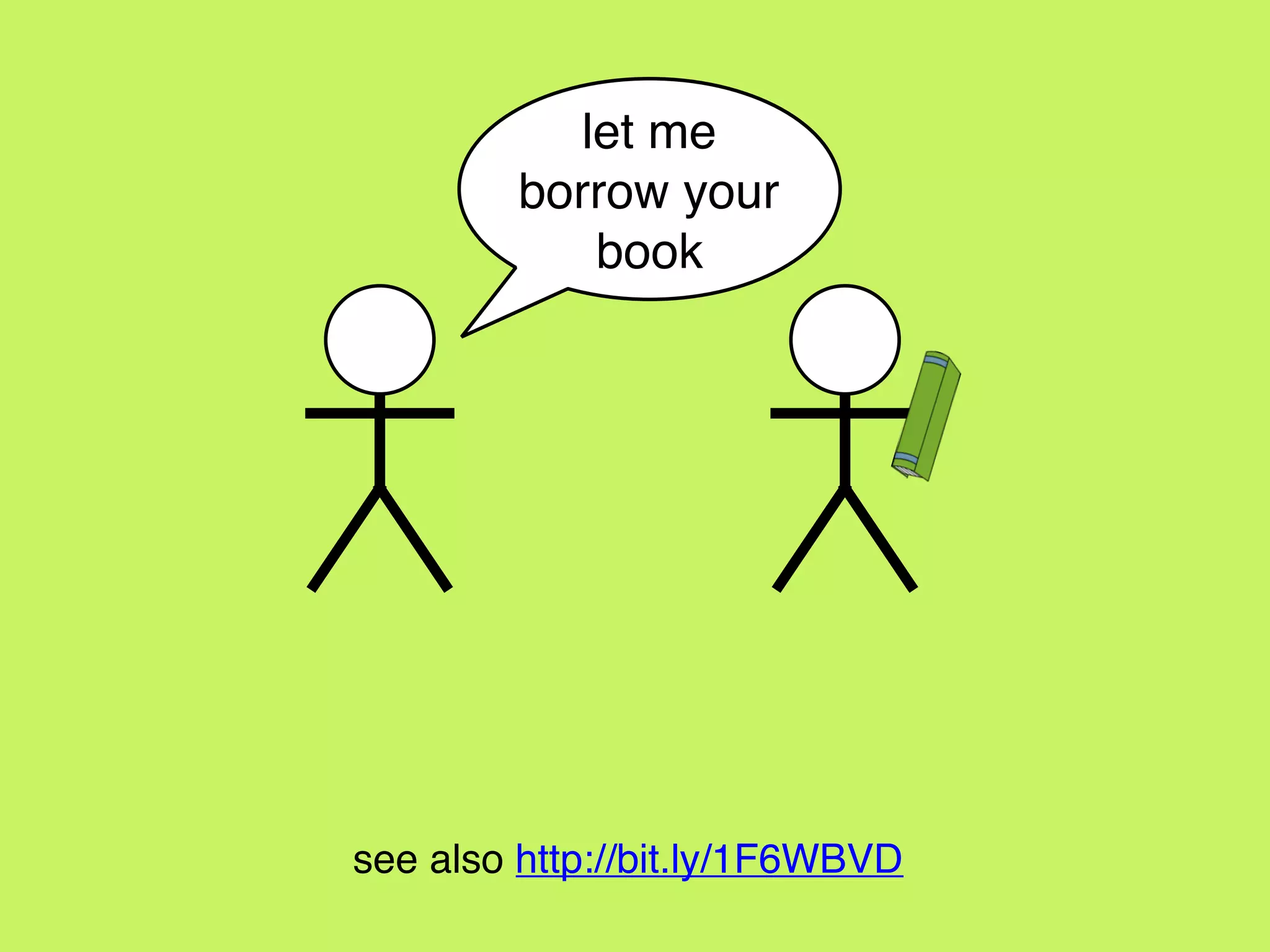 let me
borrow your
book
see also http://bit.ly/1F6WBVD
 