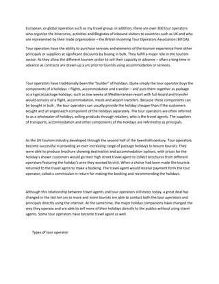 Tour operator assignment sumant | DOCX