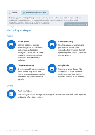 Tour OperatorbBusiness Plan Example | Upmetrics | PDF