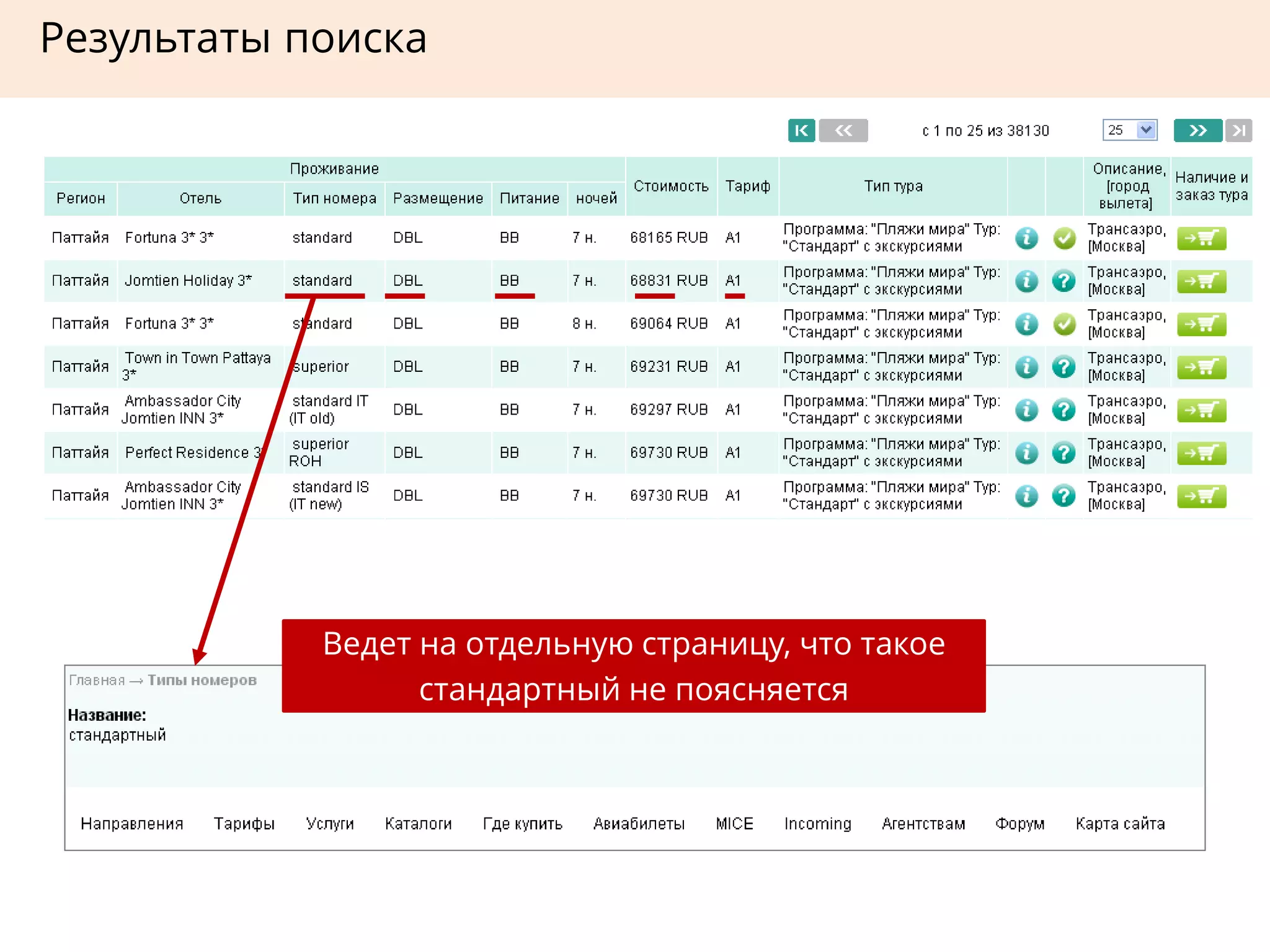 Ведет на отдельную страницу, что такое
стандартный не поясняется
Результаты поиска
 