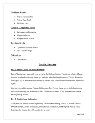 KERALA STUDY TOUR REPORT FOR TOURISM STUDENT | PDF