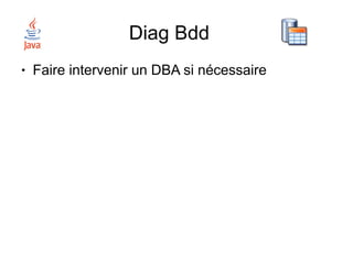 Diag Bdd
●   Faire intervenir un DBA si nécessaire
 