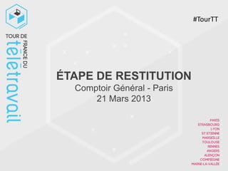 #TourTT




ÉTAPE DE RESTITUTION
  Comptoir Général - Paris
      21 Mars 2013
 