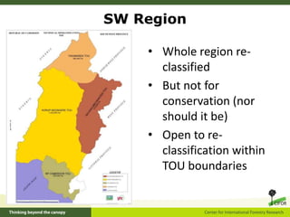 SW Region
• Whole region reclassified
• But not for
conservation (nor
should it be)
• Open to reclassification within
TOU ...