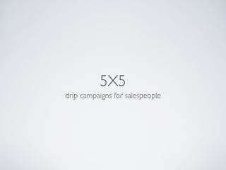 5X5
drip campaigns for salespeople
 