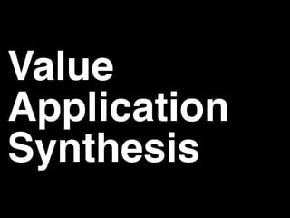 Value
Application
Synthesis
 