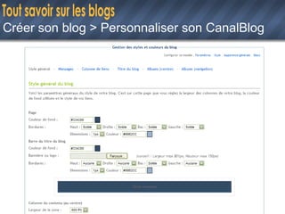 Créer son blog > Personnaliser son CanalBlog 