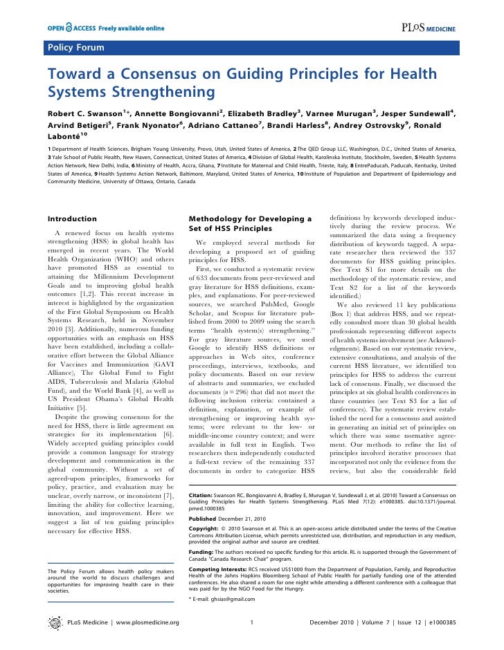 Toward a consensus on guiding principles for health systems strengthe…