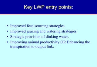 Toward a LWP assessment methodology: a contribution to the Karkheh CPWF workshop
