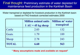 Toward a LWP assessment methodology: a contribution to the Karkheh CPWF workshop