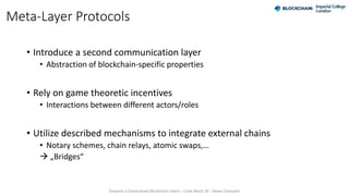 Meta-Layer Protocols
• Introduce a second communication layer
• Abstraction of blockchain-specific properties
• Rely on ga...