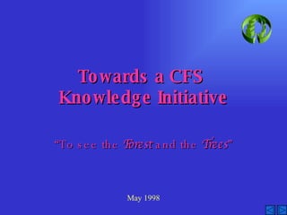 Towards a CFS  Knowledge Initiative “ To see the  Forest  and the  Trees ” May 1998 