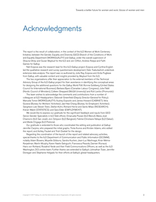 Towards a better future for women and work: Voices of women and men
Copyright © 2017 Gallup, Inc. and the International La...