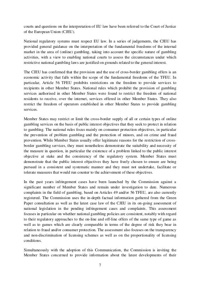 Gambling Law European Union Gambling Law European Union